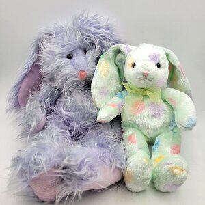 Vintage Pastel Easter Bunny Rabbit Plush Lot- Russ Berrie Fuzzy Wuzzy & Bestever